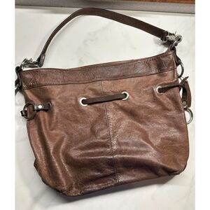 Tano Brown Leather Hobo Shoulder Bag, Slouchy Bohemian Purse Accessory